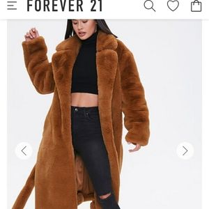 Faux Fur Long Line Coat
